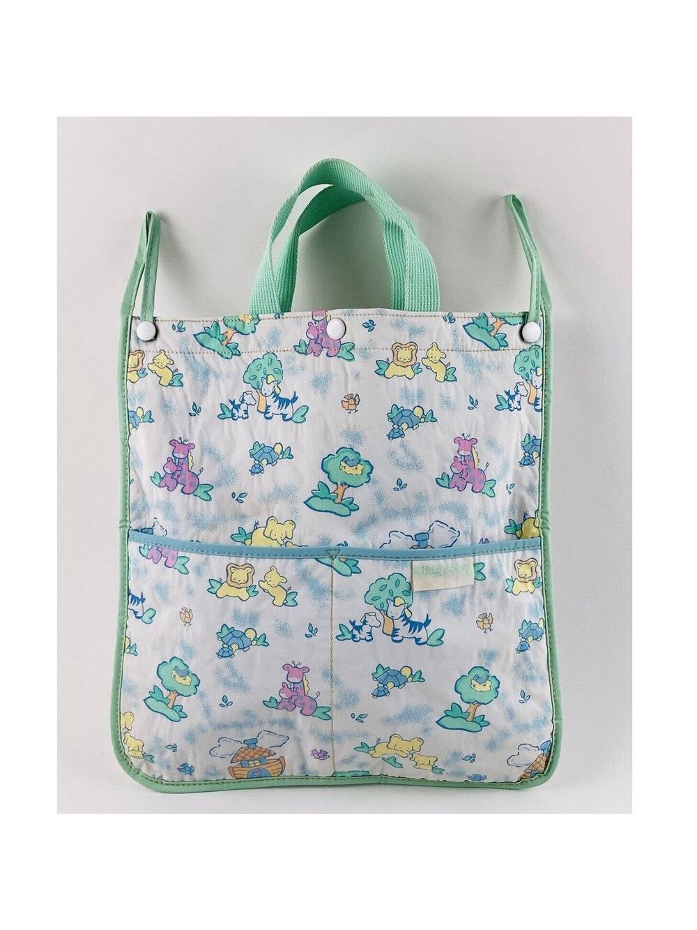 Vintage Baby Sac Vinyl 90s Diaper Bag Tote Pastel Zoo Animals Bazaar 1997 Purse
